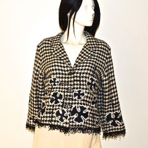 Blutique XS Houndstooth Blazer with Fringe Detail